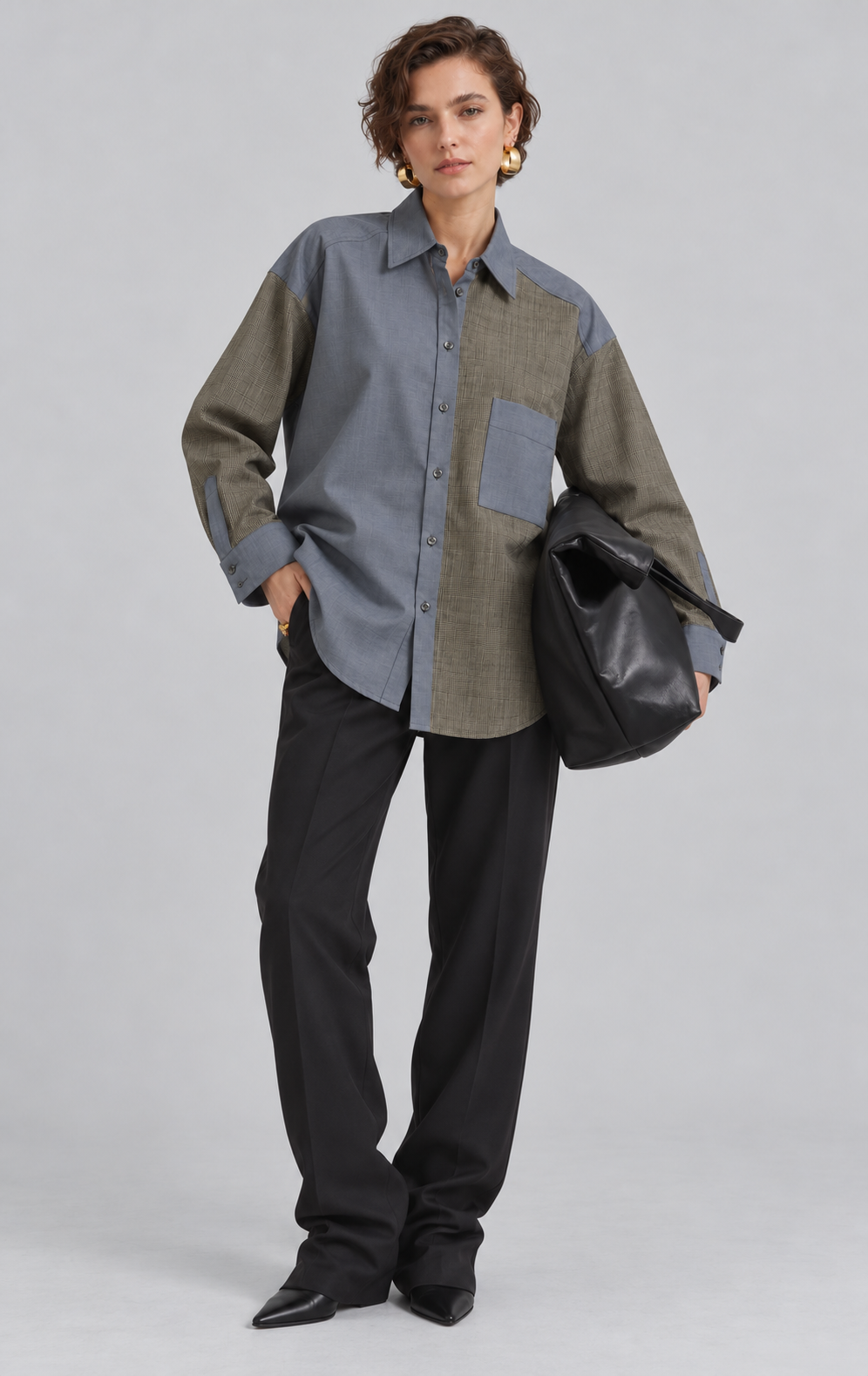 Camisa Sudestada Gris / Cuadros oliva