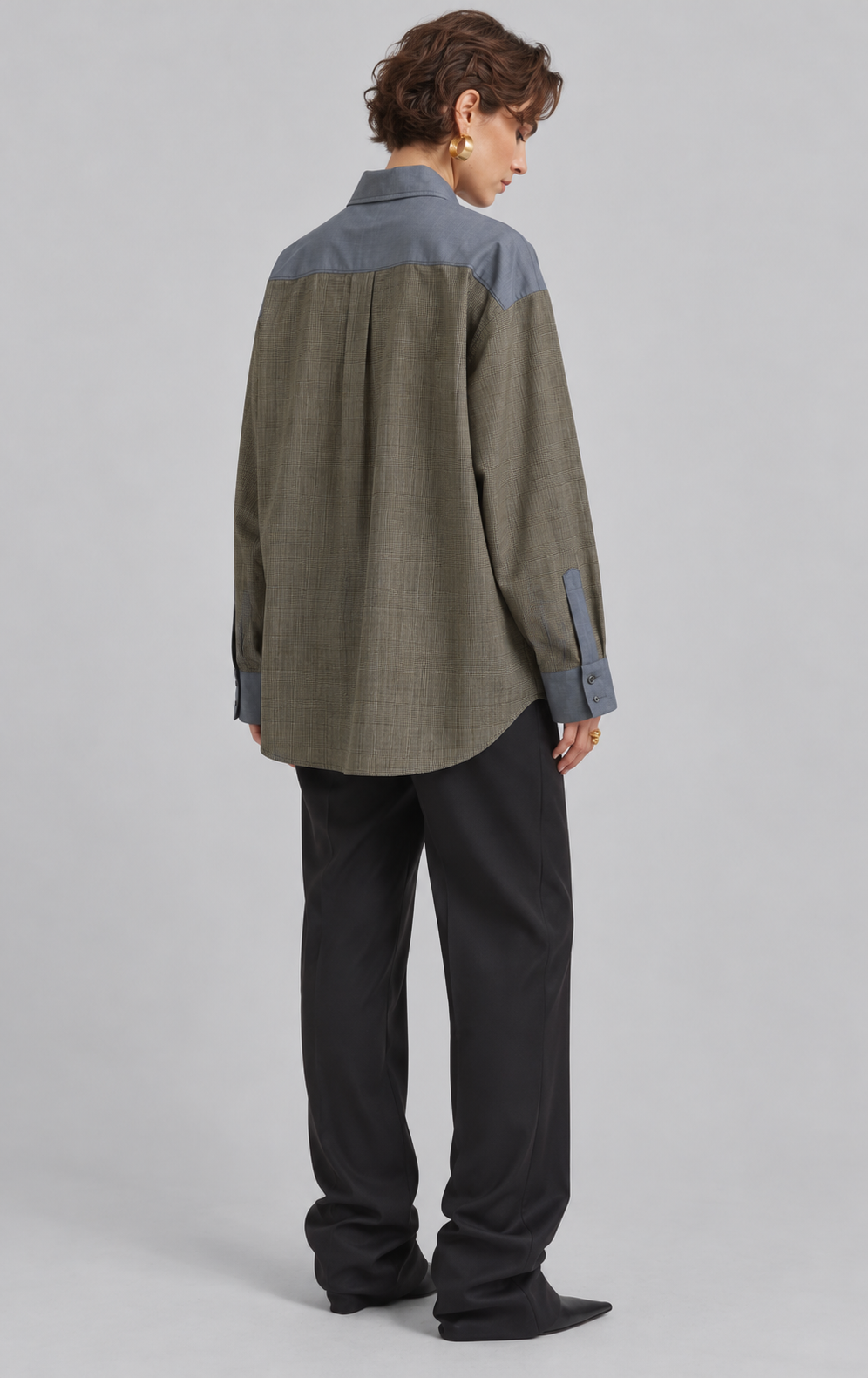 Camisa Sudestada Gris / Cuadros oliva